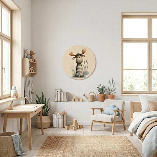 Baby moose in pyjamas - Kids room plywood wall art