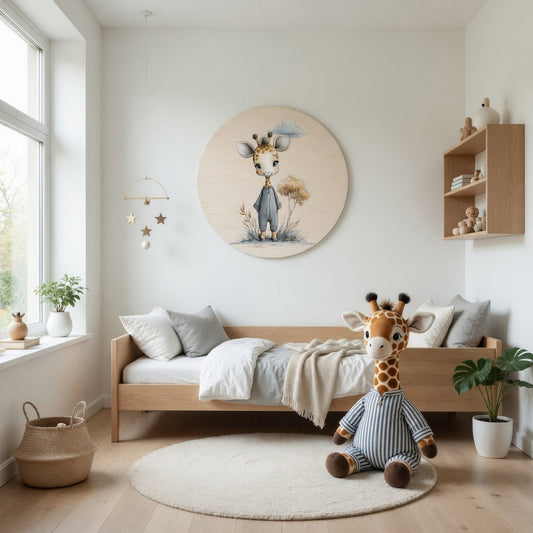 Baby giraffe in pyjamas - Kids room plywood wall art