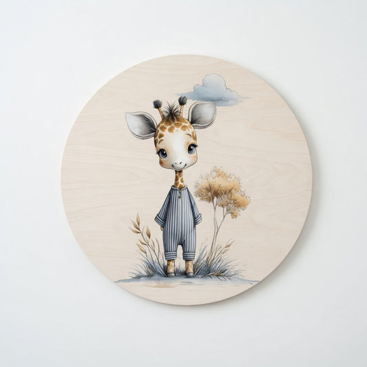 Baby giraffe in pyjamas - Kids room plywood wall art