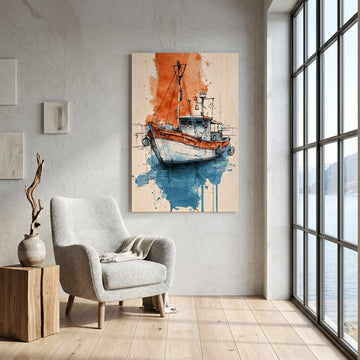 Fishing Boat - Interior Plywood Wall Decor