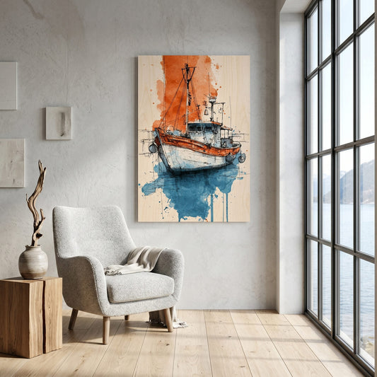Fishing Boat - Interior Plywood Wall Decor