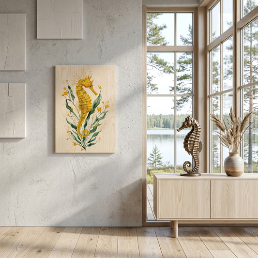 Golden Seahorse - Interior Plywood Wall Decor