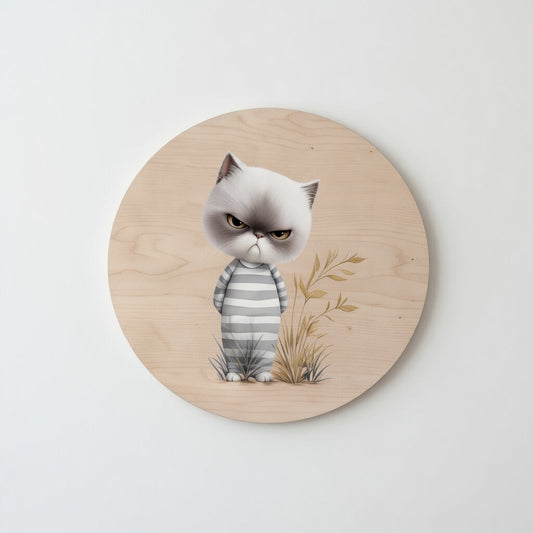 Grumpy Cat in Pyjamas - Kids Room Plywood Wall Art