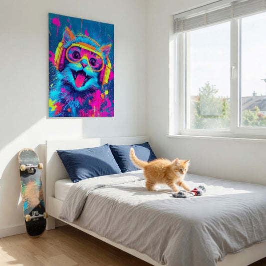 Music lover kitten - Modern pop art wall decor