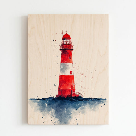 Red Lighthouse - Interior Plywood Wall Decor