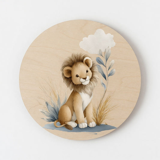 Cute baby lion - Kids room plywood wall art