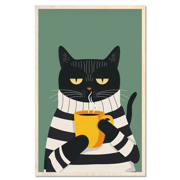 Black Cat with Sweater — Cozy black cat