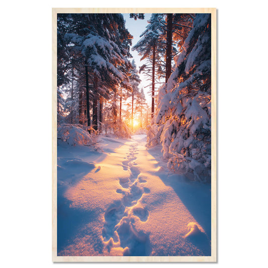Winter forest path - snowy journey